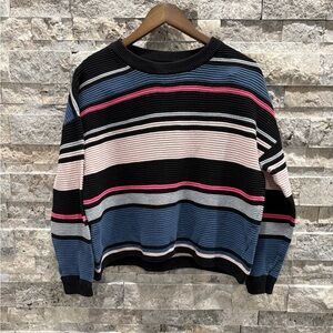 H&M Striped Sweater in Black, Blue, and Pink size S 97% cotton